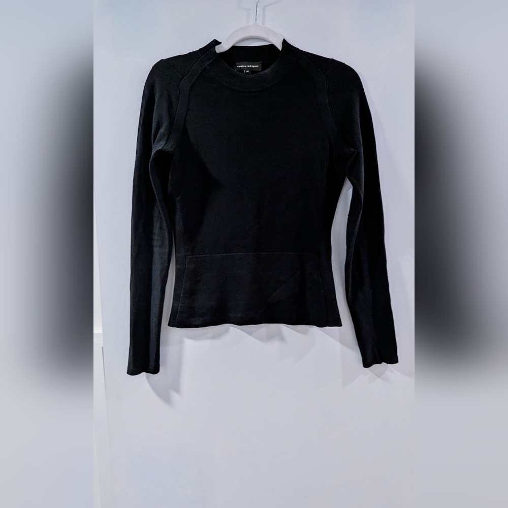 Narciso Rodriguez Black Long Sleeve Knit Mock Neck Top